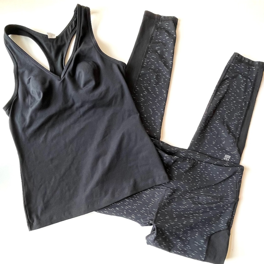 Victorias Secret VSX black white work out SET leggings top M